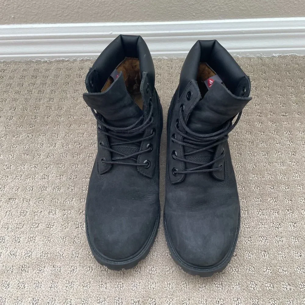 Timberland 12907 6-Inch Classic Boots Kids 7‎ Black Leather WATERPROOF Primaloft